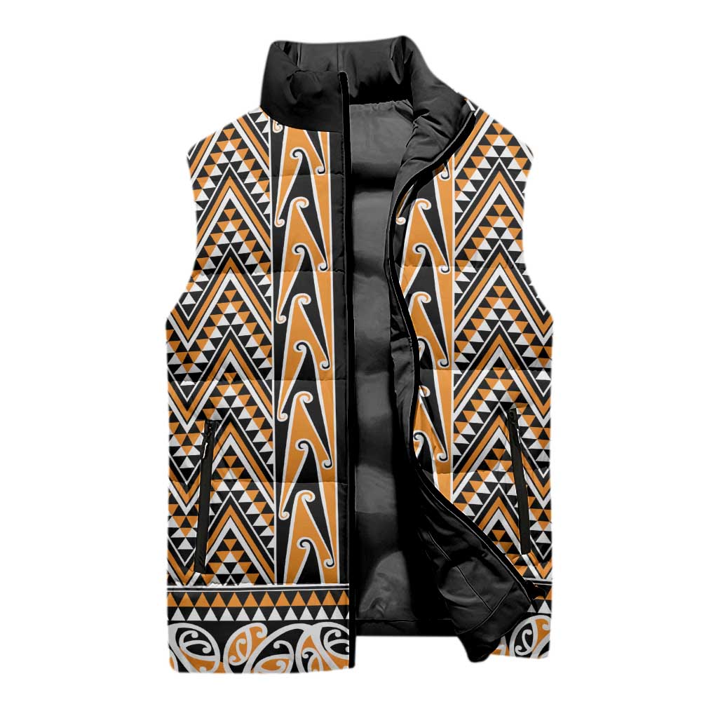 New Zealand Maori Niho Taniwha Sleeveless Puffer Jacket Karaka Mangopare and Puhoro Pattern LT9 - Polynesian Pride