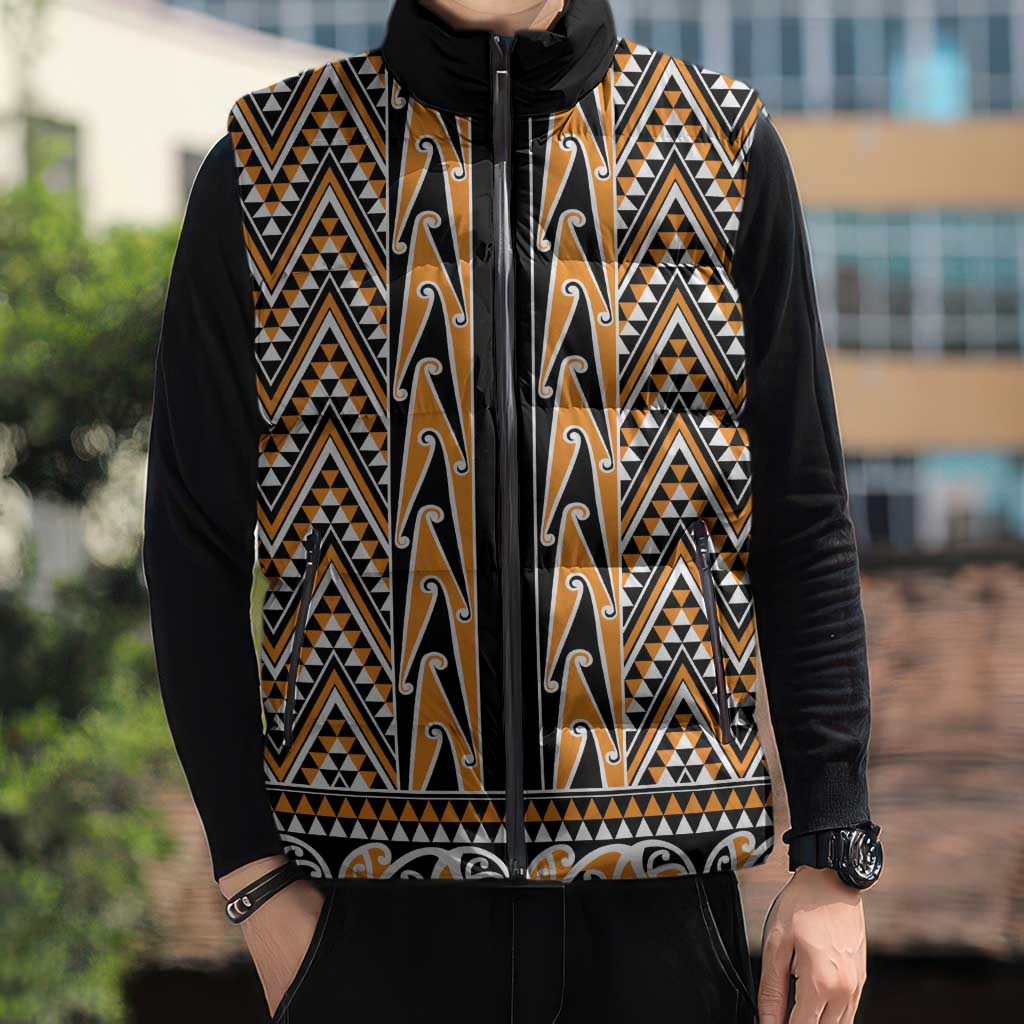 New Zealand Maori Niho Taniwha Sleeveless Puffer Jacket Karaka Mangopare and Puhoro Pattern LT9 - Polynesian Pride