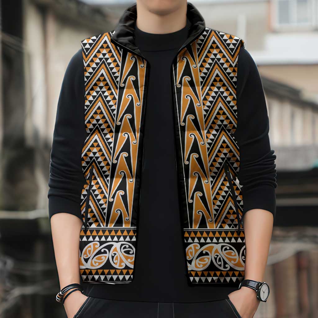 New Zealand Maori Niho Taniwha Sleeveless Puffer Jacket Karaka Mangopare and Puhoro Pattern LT9 - Polynesian Pride