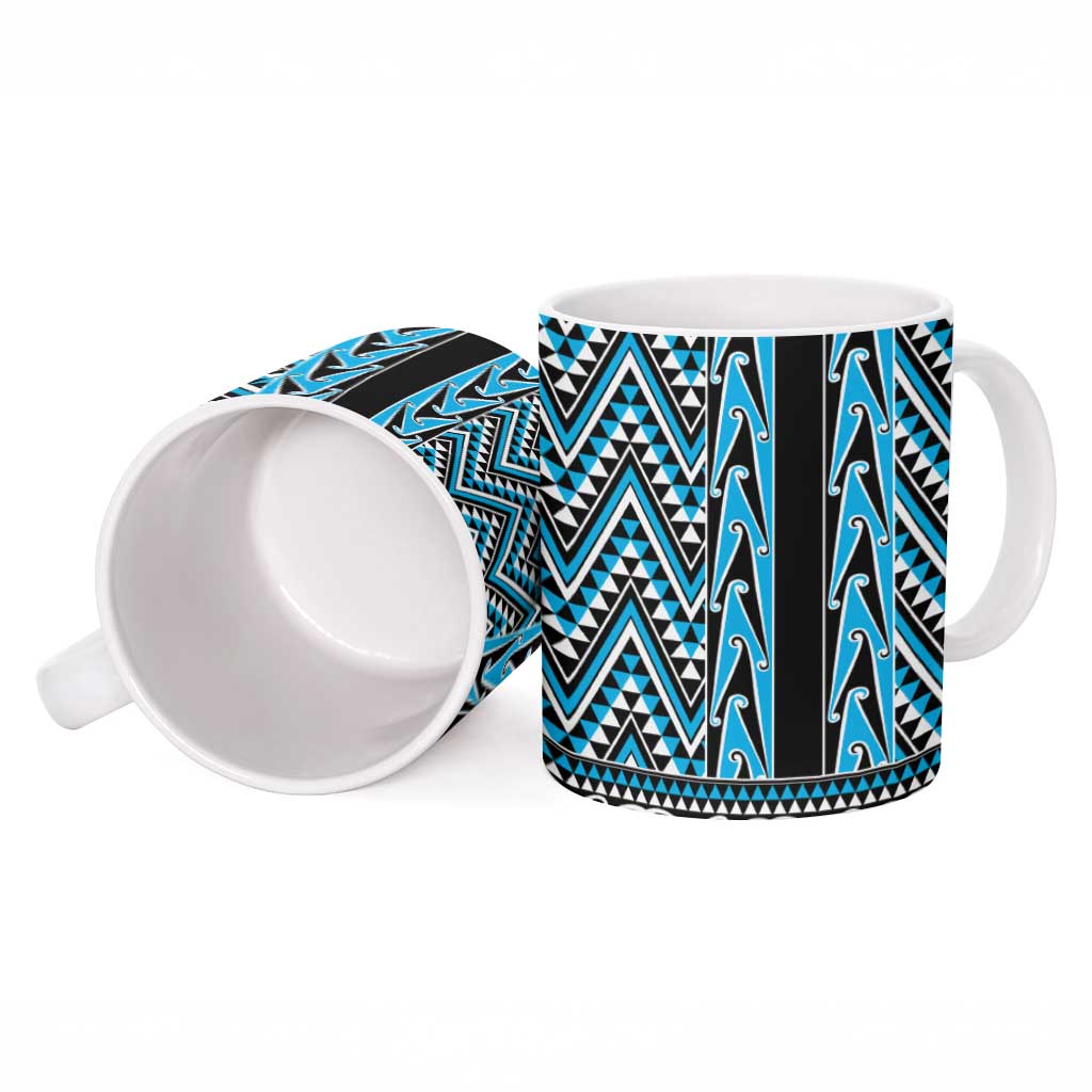 New Zealand Maori Niho Taniwha Ceramic Mug Kikorangi Mangopare and Puhoro Pattern LT9 - Polynesian Pride