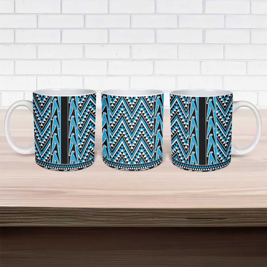 New Zealand Maori Niho Taniwha Ceramic Mug Kikorangi Mangopare and Puhoro Pattern LT9 - Polynesian Pride