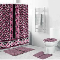 New Zealand Maori Niho Taniwha Bathroom Set Mawhero Mangopare and Puhoro Pattern LT9 Bathroom Set (4 pcs) Pink - Polynesian Pride