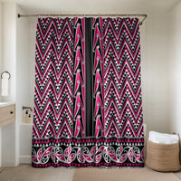 New Zealand Maori Niho Taniwha Bathroom Set Mawhero Mangopare and Puhoro Pattern LT9 Shower Curtain Only Pink - Polynesian Pride