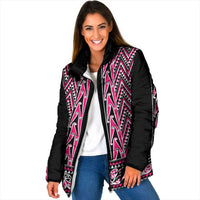 New Zealand Maori Niho Taniwha Padded Jacket Mawhero Mangopare and Puhoro Pattern LT9 Women Pink - Polynesian Pride