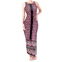 New Zealand Maori Niho Taniwha Tank Maxi Dress Mawhero Mangopare and Puhoro Pattern LT9 Women Pink - Polynesian Pride