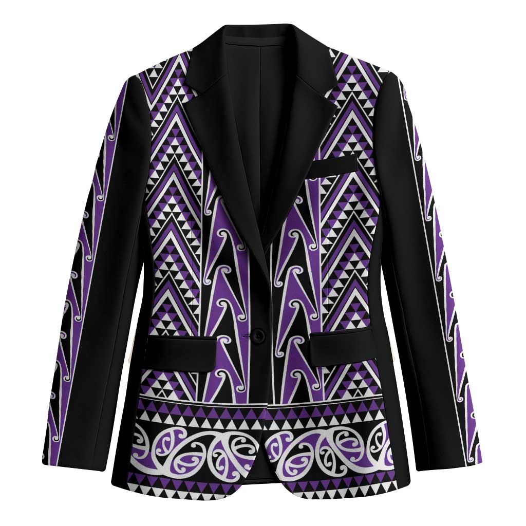 New Zealand Maori Niho Taniwha Blazer Waiporopo Mangopare and Puhoro Pattern LT9 Unisex Purple - Polynesian Pride