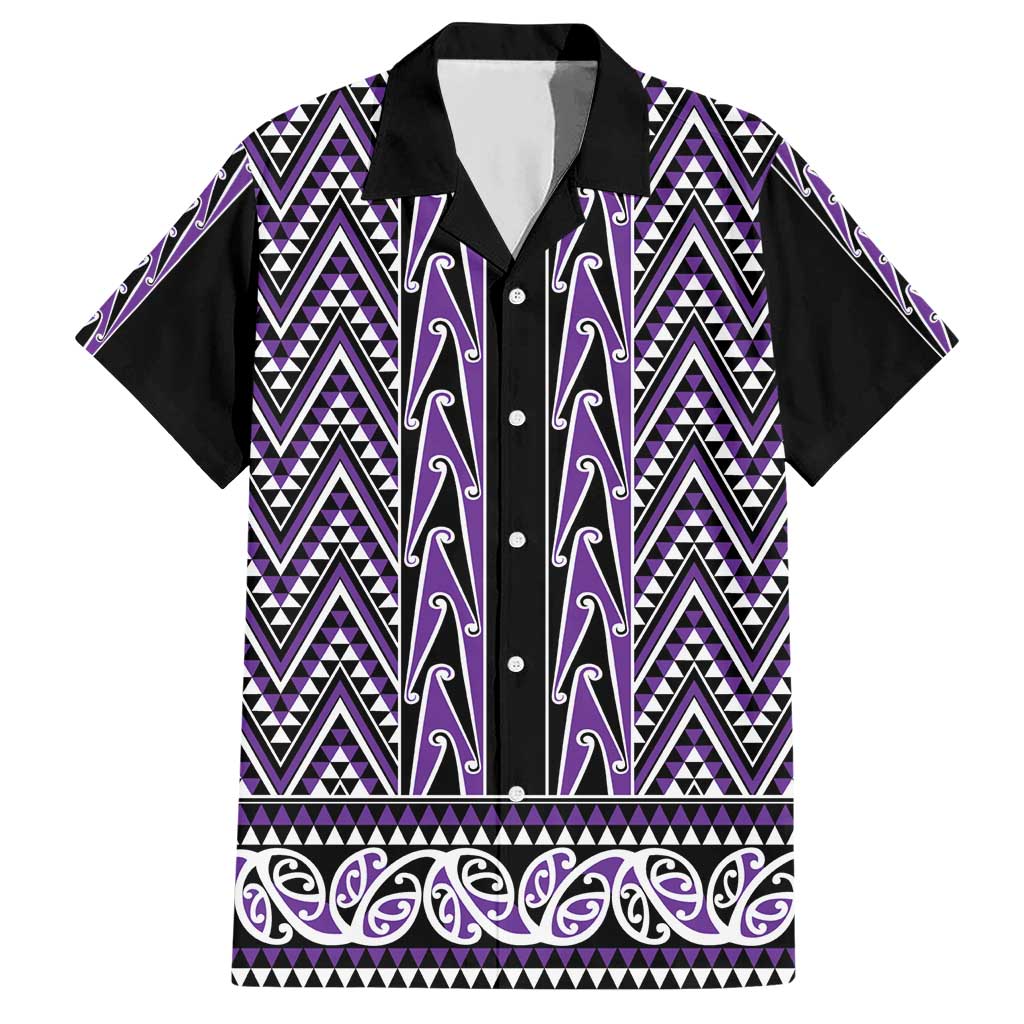 New Zealand Maori Niho Taniwha Hawaiian Shirt Waiporopo Mangopare and Puhoro Pattern LT9 Purple - Polynesian Pride