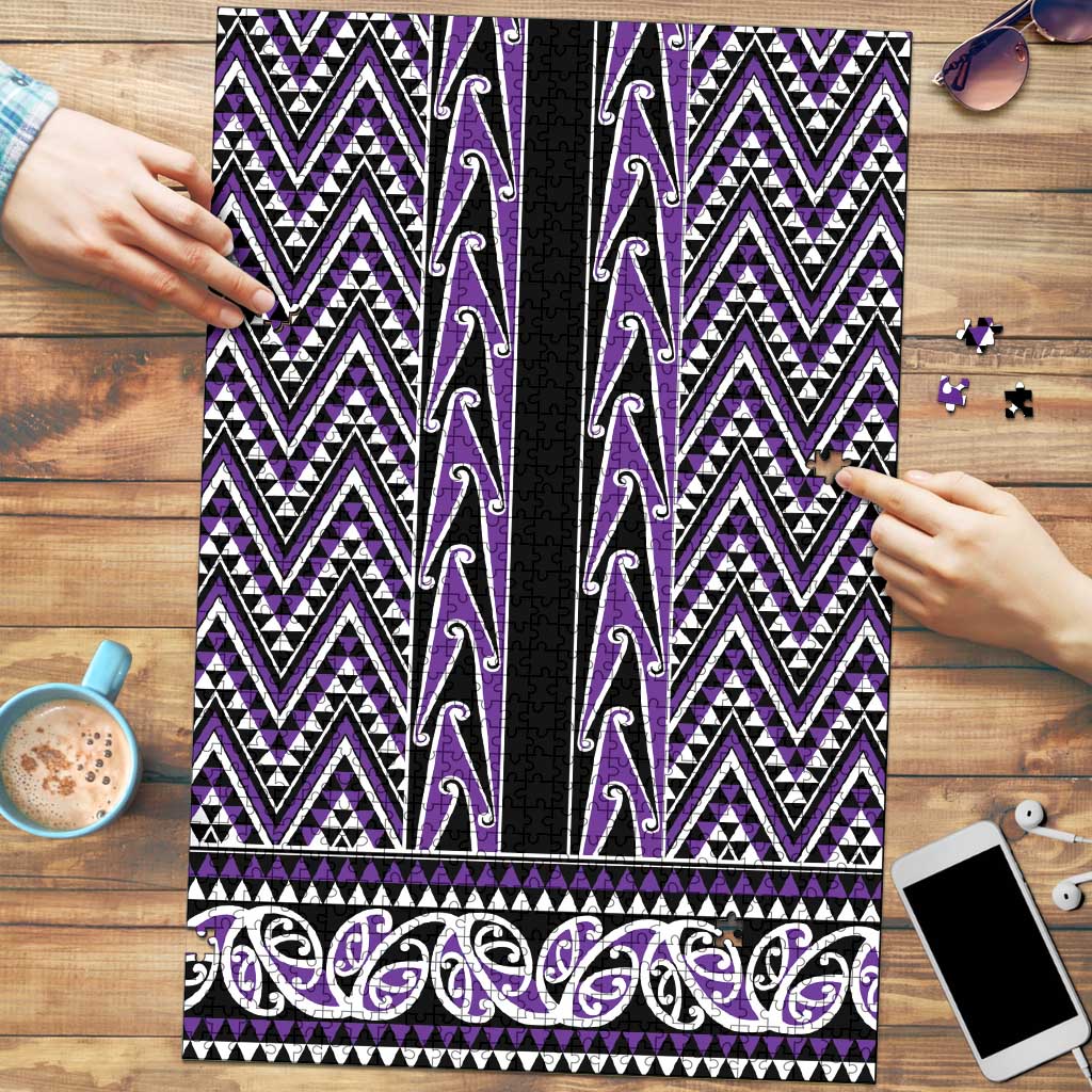 New Zealand Maori Niho Taniwha Puzzle Waiporopo Mangopare and Puhoro Pattern LT9 Purple - Polynesian Pride
