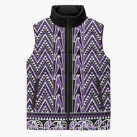 New Zealand Maori Niho Taniwha Sleeveless Puffer Jacket Waiporopo Mangopare and Puhoro Pattern LT9 Unisex Purple - Polynesian Pride