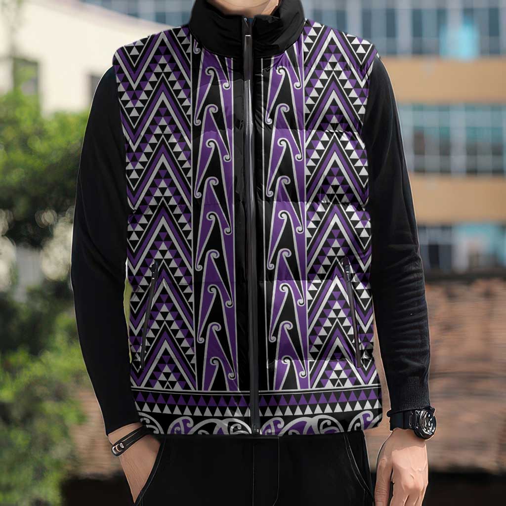 New Zealand Maori Niho Taniwha Sleeveless Puffer Jacket Waiporopo Mangopare and Puhoro Pattern LT9 - Polynesian Pride