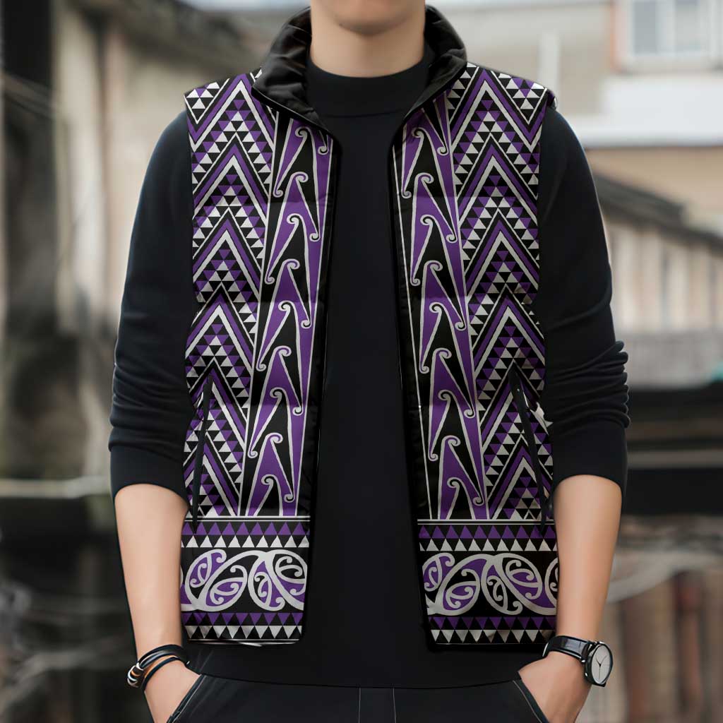 New Zealand Maori Niho Taniwha Sleeveless Puffer Jacket Waiporopo Mangopare and Puhoro Pattern LT9 - Polynesian Pride