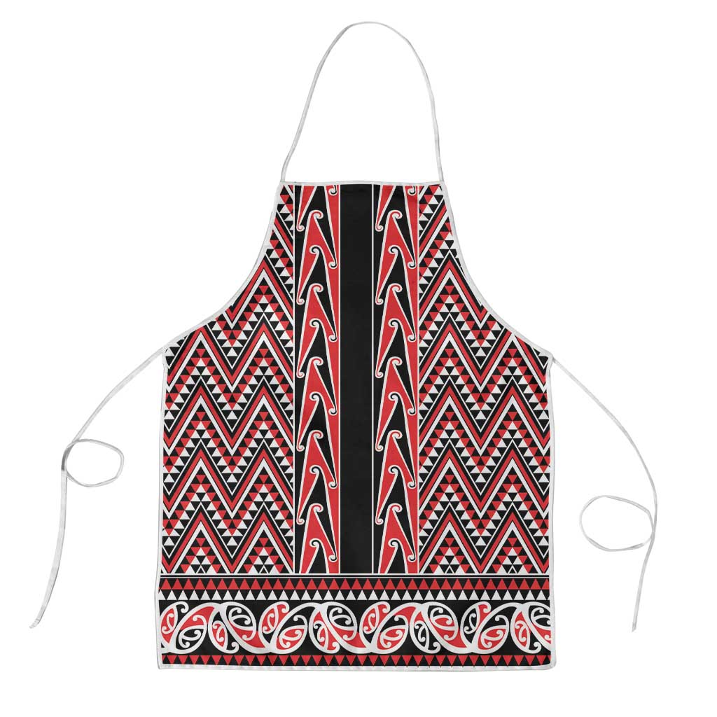New Zealand Maori Niho Taniwha Apron Whero Mangopare and Puhoro Pattern LT9 Red - Polynesian Pride