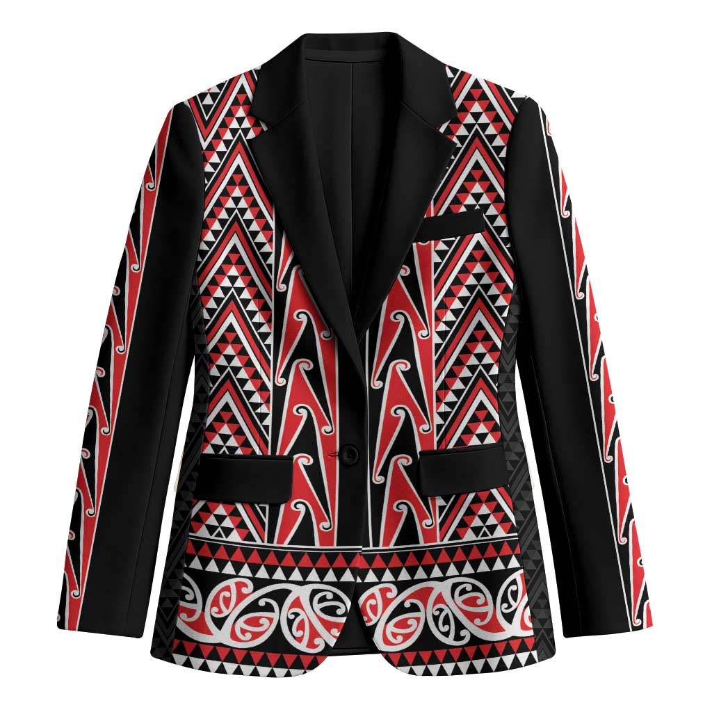 New Zealand Maori Niho Taniwha Blazer Whero Mangopare and Puhoro Pattern LT9 Unisex Red - Polynesian Pride