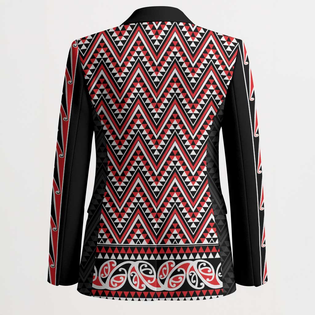 New Zealand Maori Niho Taniwha Blazer Whero Mangopare and Puhoro Pattern LT9 - Polynesian Pride