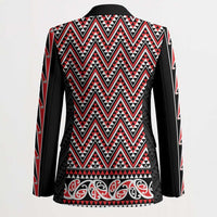 New Zealand Maori Niho Taniwha Blazer Whero Mangopare and Puhoro Pattern LT9 - Polynesian Pride
