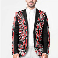 New Zealand Maori Niho Taniwha Blazer Whero Mangopare and Puhoro Pattern LT9 - Polynesian Pride