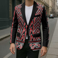 New Zealand Maori Niho Taniwha Blazer Whero Mangopare and Puhoro Pattern LT9 - Polynesian Pride