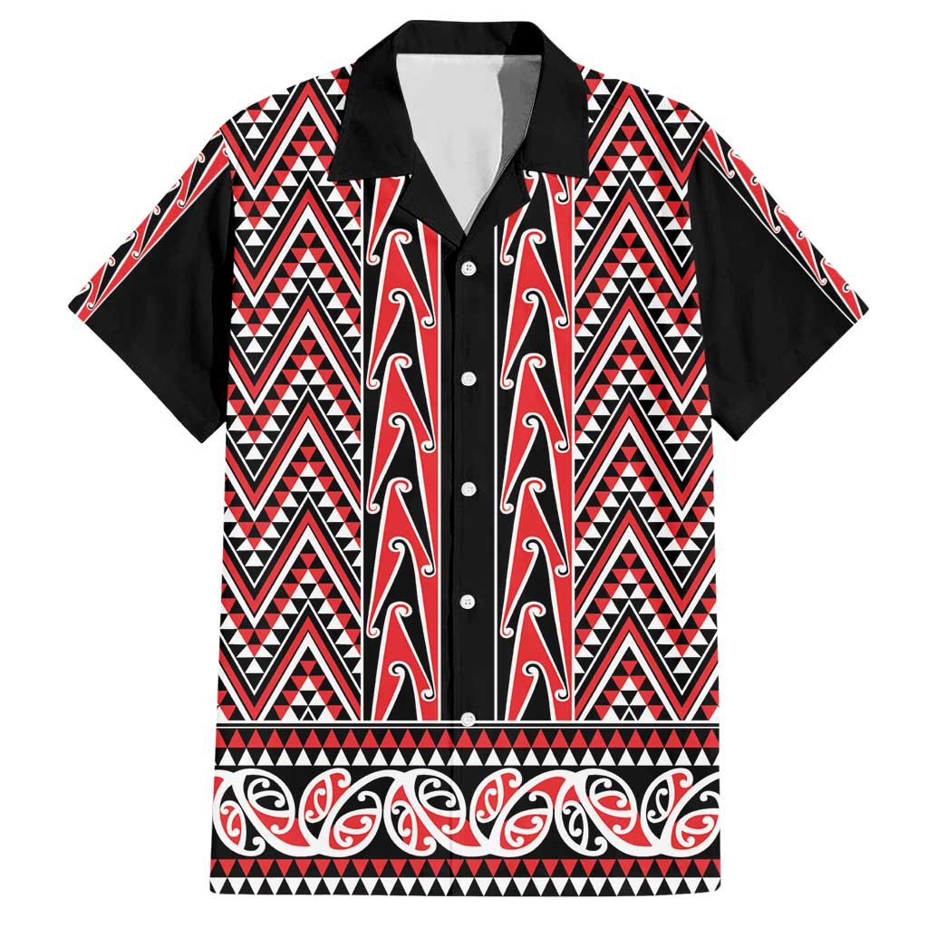New Zealand Maori Niho Taniwha Hawaiian Shirt Whero Mangopare and Puhoro Pattern LT9 Red - Polynesian Pride