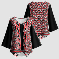 New Zealand Maori Niho Taniwha Kimono Sleeve Blouse Whero Mangopare and Puhoro Pattern LT9 - Polynesian Pride