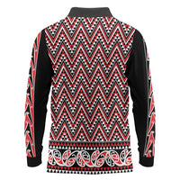 New Zealand Maori Niho Taniwha Long Sleeve Polo Shirt Whero Mangopare and Puhoro Pattern LT9 - Polynesian Pride