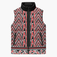 New Zealand Maori Niho Taniwha Sleeveless Puffer Jacket Whero Mangopare and Puhoro Pattern LT9 Unisex Red - Polynesian Pride