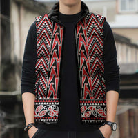 New Zealand Maori Niho Taniwha Sleeveless Puffer Jacket Whero Mangopare and Puhoro Pattern LT9 - Polynesian Pride