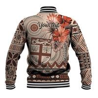 Vintage Bula Fiji Personalised Baseball Jacket Beige Hibiscus Tapa Pattern LT9 - Polynesian Pride
