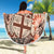 Vintage Bula Fiji Personalised Beach Blanket Beige Hibiscus Tapa Pattern