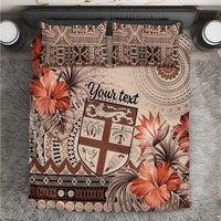 Vintage Bula Fiji Personalised Bedding Set Beige Hibiscus Tapa Pattern LT9 Beige - Polynesian Pride