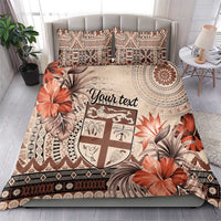 Vintage Bula Fiji Personalised Bedding Set Beige Hibiscus Tapa Pattern LT9 - Polynesian Pride