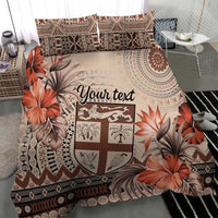 Vintage Bula Fiji Personalised Bedding Set Beige Hibiscus Tapa Pattern LT9 - Polynesian Pride
