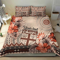Vintage Bula Fiji Personalised Bedding Set Beige Hibiscus Tapa Pattern LT9 - Polynesian Pride