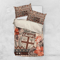 Vintage Bula Fiji Personalised Bedding Set Beige Hibiscus Tapa Pattern LT9 US Twin 172cm x 218cm Beige - Polynesian Pride