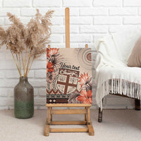Vintage Bula Fiji Personalised Canvas Wall Art Beige Hibiscus Tapa Pattern LT9 - Polynesian Pride