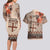 Vintage Bula Fiji Personalised Couples Matching Long Sleeve Bodycon Dress and Hawaiian Shirt Beige Hibiscus Tapa Pattern