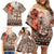 Vintage Bula Fiji Personalised Family Matching Off Shoulder Short Dress and Hawaiian Shirt Beige Hibiscus Tapa Pattern