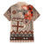 Vintage Bula Fiji Personalised Family Matching Short Sleeve Bodycon Dress and Hawaiian Shirt Beige Hibiscus Tapa Pattern