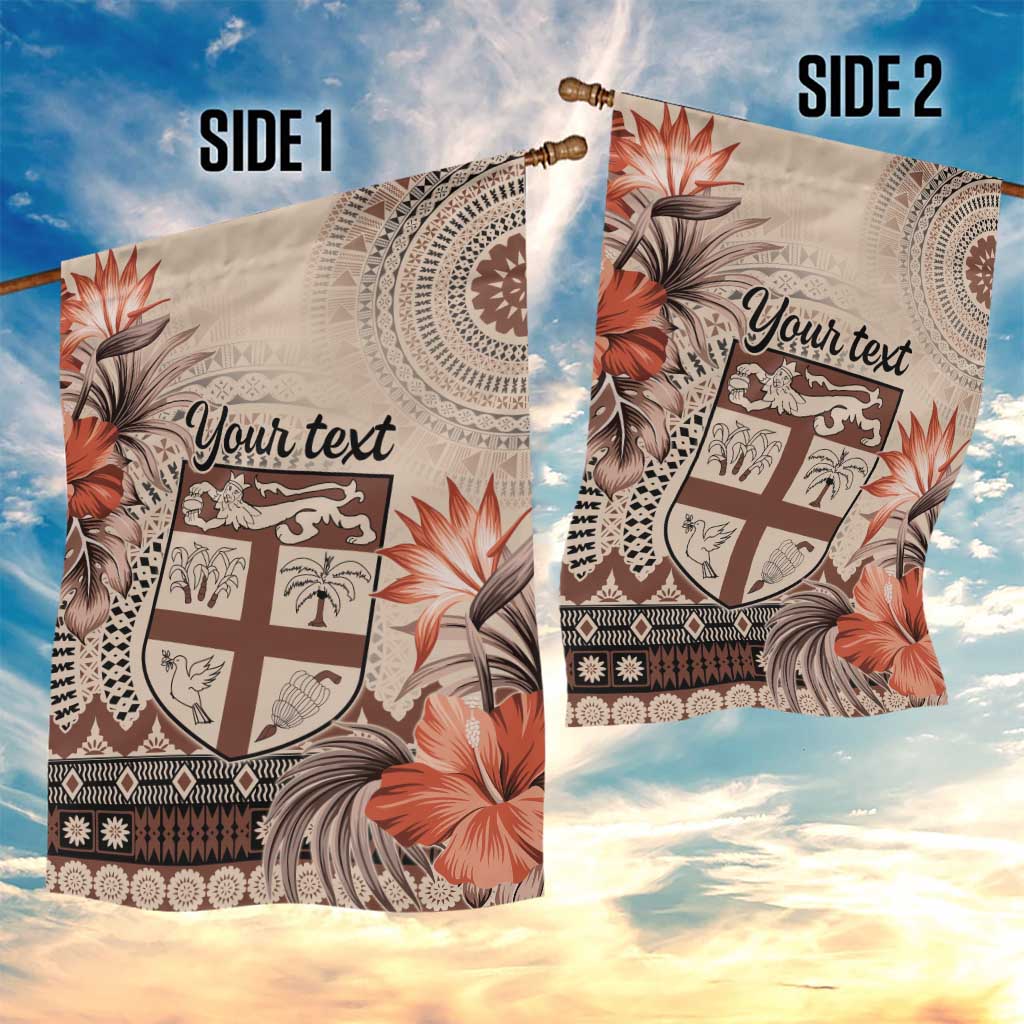 Vintage Bula Fiji Personalised Garden Flag Beige Hibiscus Tapa Pattern LT9 - Polynesian Pride