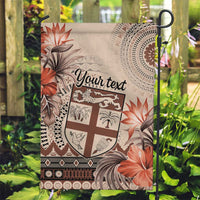 Vintage Bula Fiji Personalised Garden Flag Beige Hibiscus Tapa Pattern LT9 Garden Flag Beige - Polynesian Pride