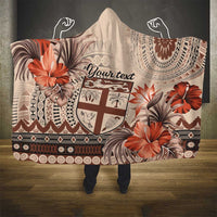 Vintage Bula Fiji Personalised Hooded Blanket Beige Hibiscus Tapa Pattern LT9 - Polynesian Pride