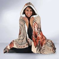 Vintage Bula Fiji Personalised Hooded Blanket Beige Hibiscus Tapa Pattern LT9 - Polynesian Pride