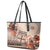 Vintage Bula Fiji Personalised Leather Tote Bag Beige Hibiscus Tapa Pattern