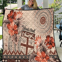 Vintage Bula Fiji Personalised Quilt Beige Hibiscus Tapa Pattern LT9 Beige - Polynesian Pride