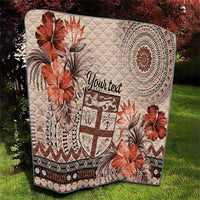 Vintage Bula Fiji Personalised Quilt Beige Hibiscus Tapa Pattern LT9 - Polynesian Pride