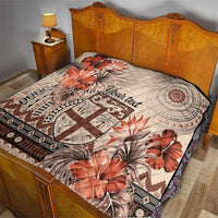 Vintage Bula Fiji Personalised Quilt Beige Hibiscus Tapa Pattern LT9 - Polynesian Pride