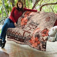 Vintage Bula Fiji Personalised Quilt Beige Hibiscus Tapa Pattern LT9 - Polynesian Pride