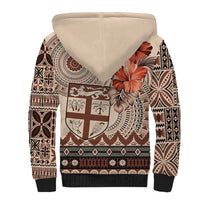 Vintage Bula Fiji Personalised Sherpa Hoodie Beige Hibiscus Tapa Pattern LT9 - Polynesian Pride