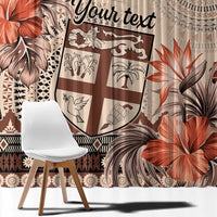 Vintage Bula Fiji Personalised Window Curtain Beige Hibiscus Tapa Pattern LT9 - Polynesian Pride