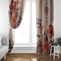 Vintage Bula Fiji Personalised Window Curtain Beige Hibiscus Tapa Pattern LT9 - Polynesian Pride