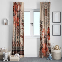 Vintage Bula Fiji Personalised Window Curtain Beige Hibiscus Tapa Pattern LT9 - Polynesian Pride